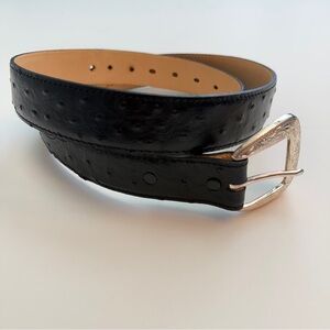 Tony Lama Black Ostrich Dress Belt